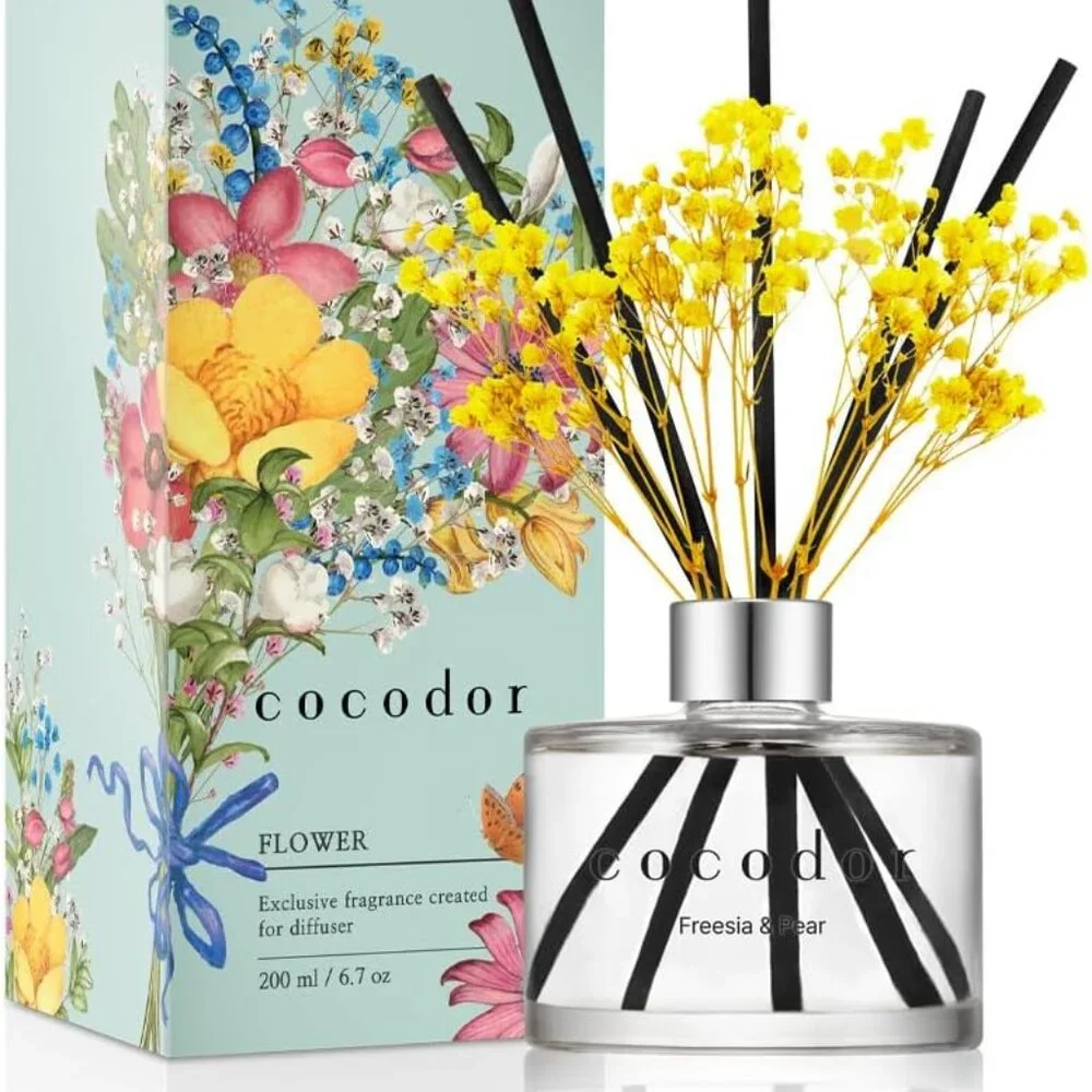 New Preserved Flower Reed Diffuser/Freesia&Pear/6.7oz/1Pack / Home Fragrance Sce